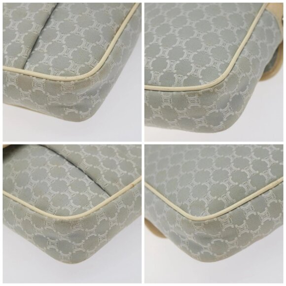 CELINE Macadam Canvas Shoulder Bag Light Blue Silver Auth 123219 - Picture 14 of 16